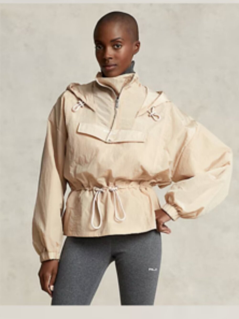 RLX Ralph Lauren Packable Ripstop Pullover Hooded Windbreaker Tan Large